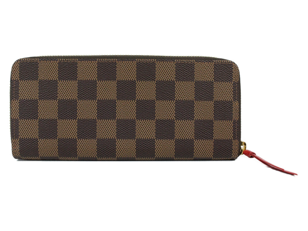 Louis Vuitton Ebene  Brown UnWith Cerise Canvas Portefeuille Clemence Damier